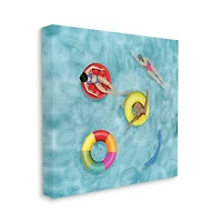 Stupell Industries Swimmers In Pool Inner Tube Cool Blue Water Canvas Wall Art