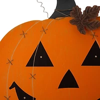 Glitzhome® 30" Orange Lighted Metal Halloween Pumpkin Yard Stake