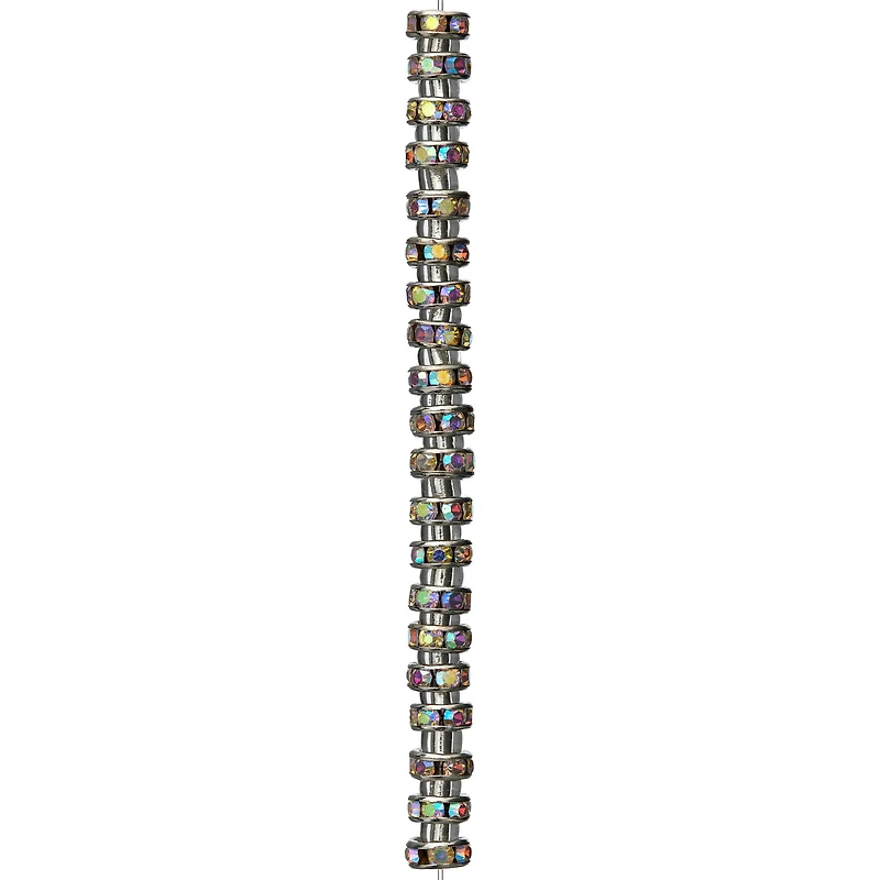 12 Pack: Metal Rhinestone Rondelle Beads, 4mm by Bead Landing™