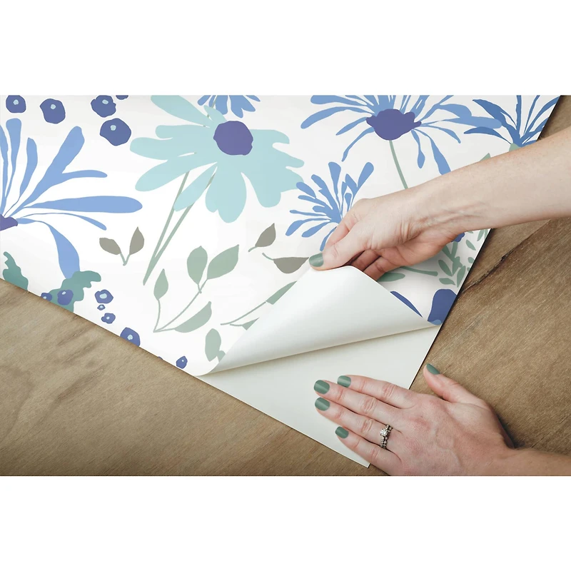 RoomMates Blue Bella Garden Peel & Stick Wallpaper