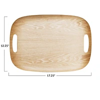 Hello Honey® 17.25" Natural Oval Oak Wood Serving Tray with Handles