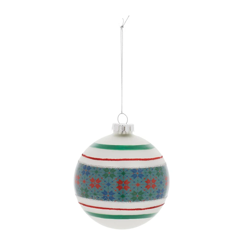 4" Stripe Patterened Glass Ball Ornaments, 6ct.