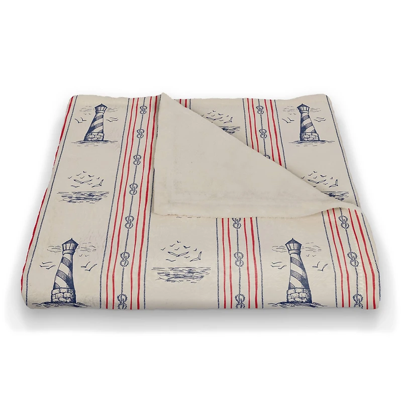 Nautical Lighthouses Coral Fleece Blanket