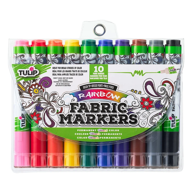 12 Packs: 10 ct. (120 total) Tulip® Fabric Markers®, Brush Tip 