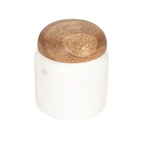 Hello Honey® 3.25" White Marble & Mango Wood Pinch Pot with Lid