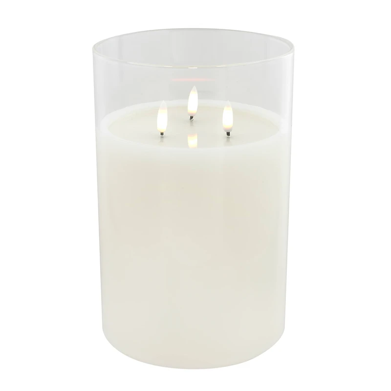9" LED 3-Wick Flickering Glass & Wax Candle by Ashland