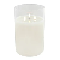 9" LED 3-Wick Flickering Glass & Wax Candle by Ashland