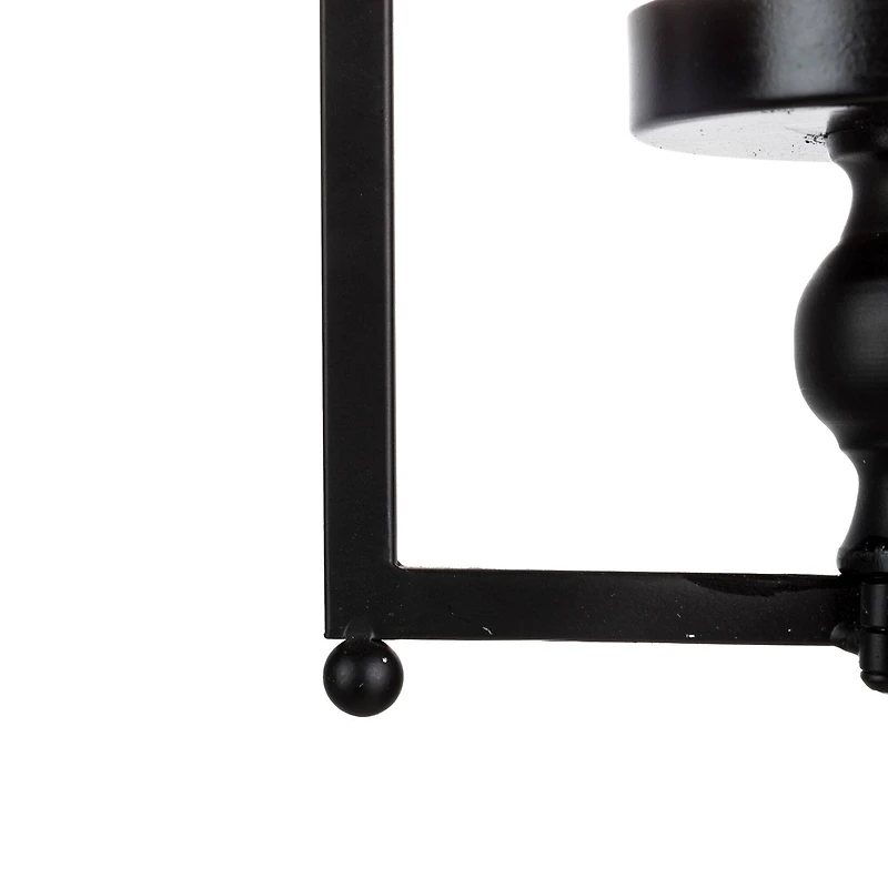 22" Modern Farmhouse Black Metal Candle Lantern Set