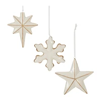 4" Ceramic Star & Snowflake Ornaments Set