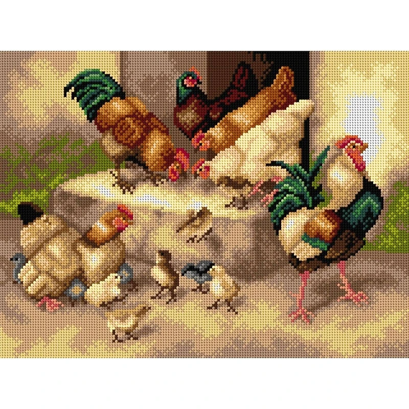 Orchidea Gobelin Canvas For Halfstitch Without Yarn After William Baptiste Baird - Spring Chickens