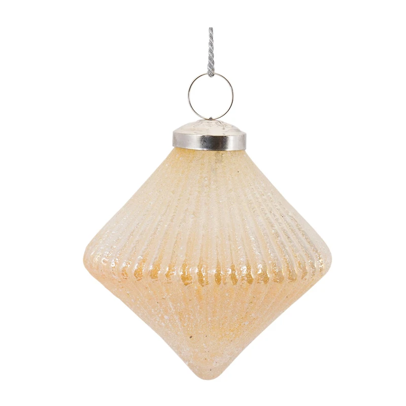 Peach Ribbed Glass Ornament Set