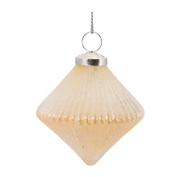 Peach Ribbed Glass Ornament Set