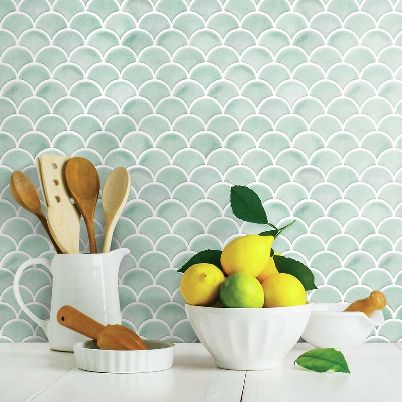 RoomMates Aqua Scallop Peel & Stick Backsplash StickTiles®