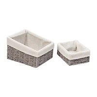 Honey Can Do Gray 7 Piece Twisted Paper Rope Woven Bathroom Storage Basket Set