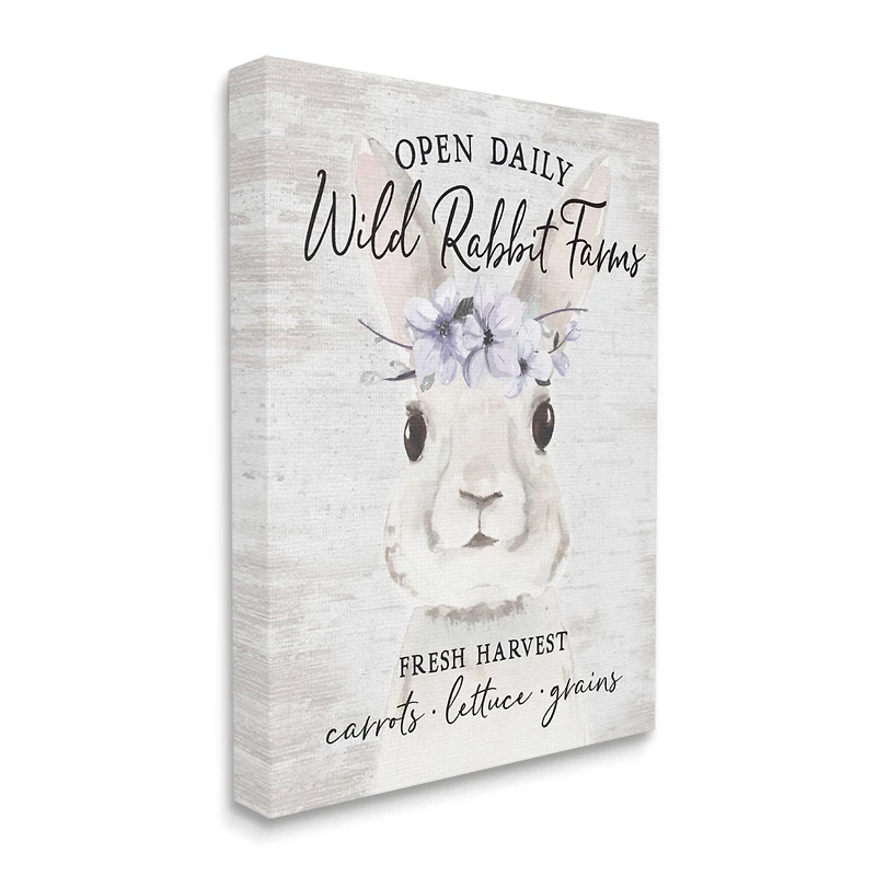 Stupell Industries Wild Rabbit Farms Weathered Floral Crown Sign Canvas Wall Art