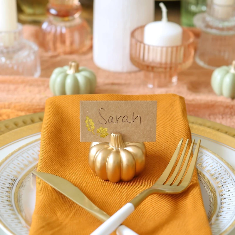 Kate Aspen® Mini Gold Pumpkin Place Card Holder Set
