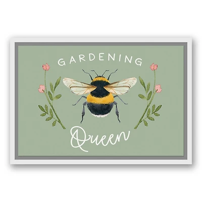 Garden Queen Bee White Floating Framed Canvas Wall Art