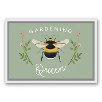 Garden Queen Bee White Floating Framed Canvas Wall Art