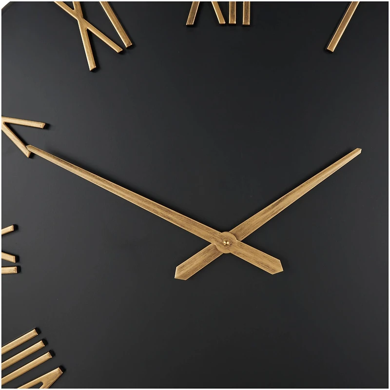 31" Modern Black & Gold Metal Wall Clock