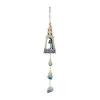 23" Blue Ceramic Light House Ombre Windchime with Shell & Starfish Accents