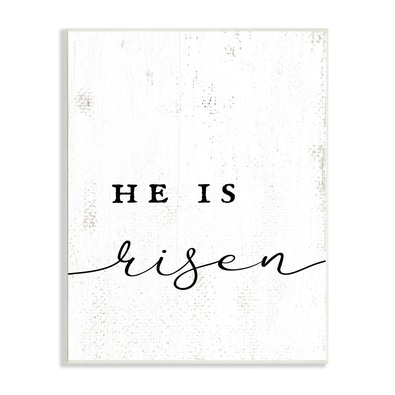 Stupell Industries He Is Risen Phrase Rustic Pattern Minimal Text Wall Plaque Art