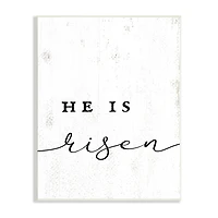 Stupell Industries He Is Risen Phrase Rustic Pattern Minimal Text Wall Plaque Art