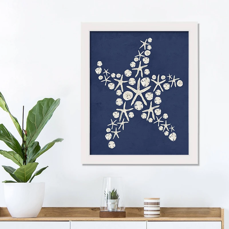 Sand Dollar Starfish White Framed Print