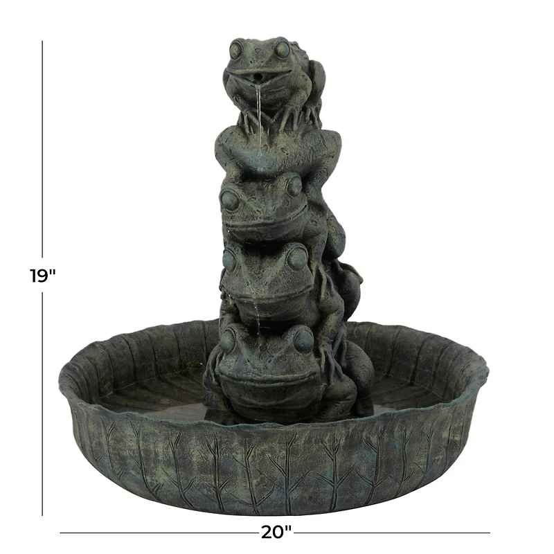 Green Resin Rustic Fountain, 19" x 20" x 19"