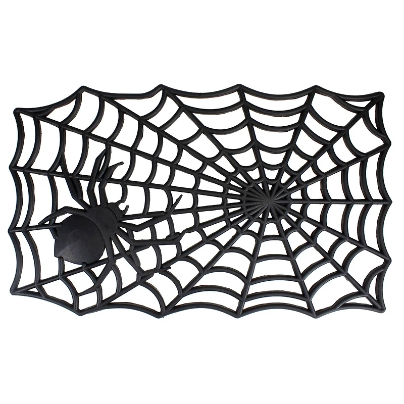 Black Spider Web Rectangular Halloween Doormat