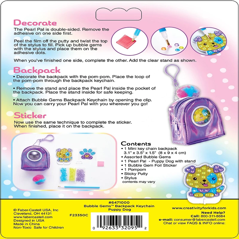 Creativity for Kids® Bubble Gems™ Puppy Dog Backpack Keychain Kit