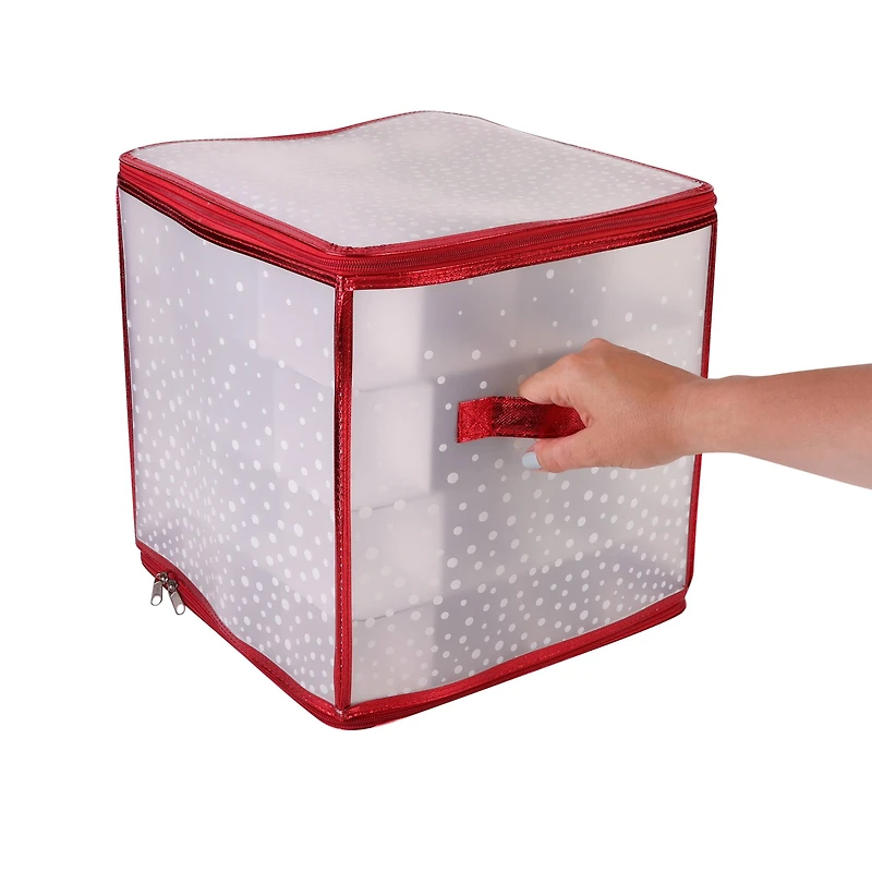 Simplify Clear & Red Ornament Organizer