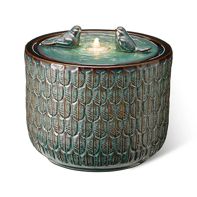 Glitzhome® 15" LED Bird Cylindrical Ceramic Fountain
