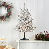 3ft. Pre-Lit Flocked Fraser Fir Artificial Christmas Tree with Warm White LED Lights