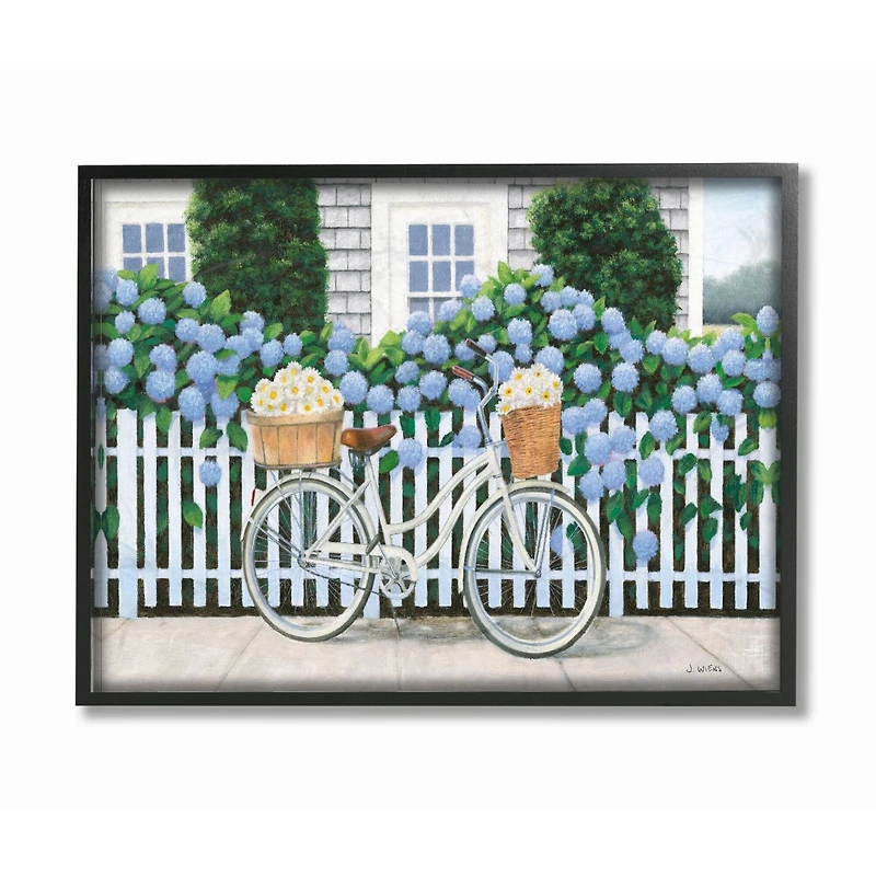 Stupell Industries Cape Cod Daisy Bike Black Framed Wall Art