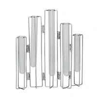 Silver Glass Tube Vase with Metal Stand 11" x 2" x 12"