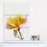 Designart - Yellow Rose with Green Stem