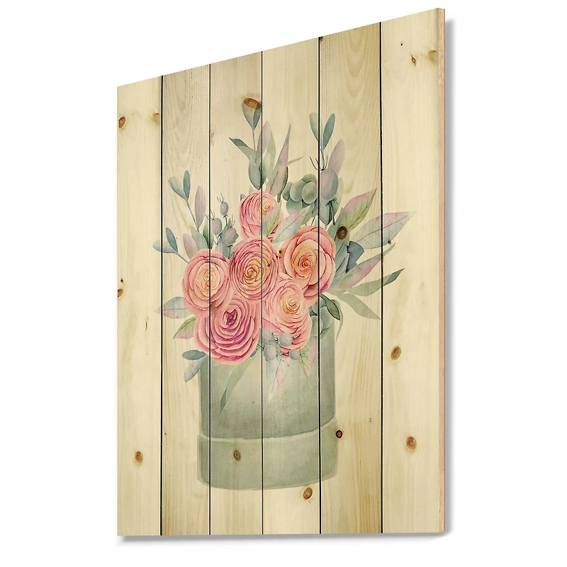 Designart - Gift Box With Pink Roses