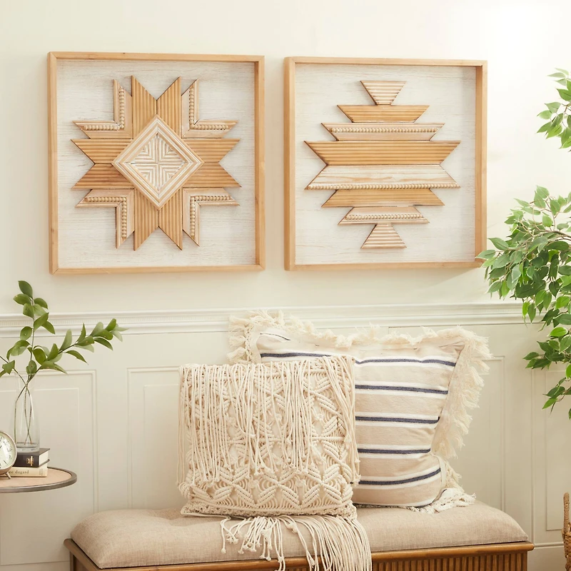 Brown & White Wood Rustic Southwest Wall Décor Set