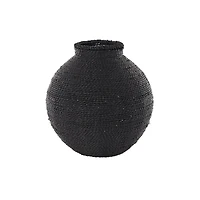 13" Black Metal Handmade Wrapped Vase