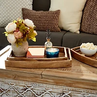 Rustic Brown Mango Wood Rustic Tray Set