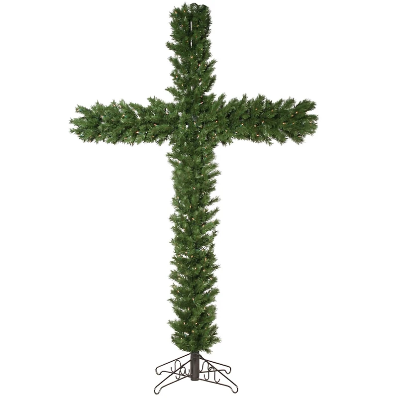 7.5ft. Pre-Lit Artificial Christmas Cross, Clear Dura-Lit® Lights