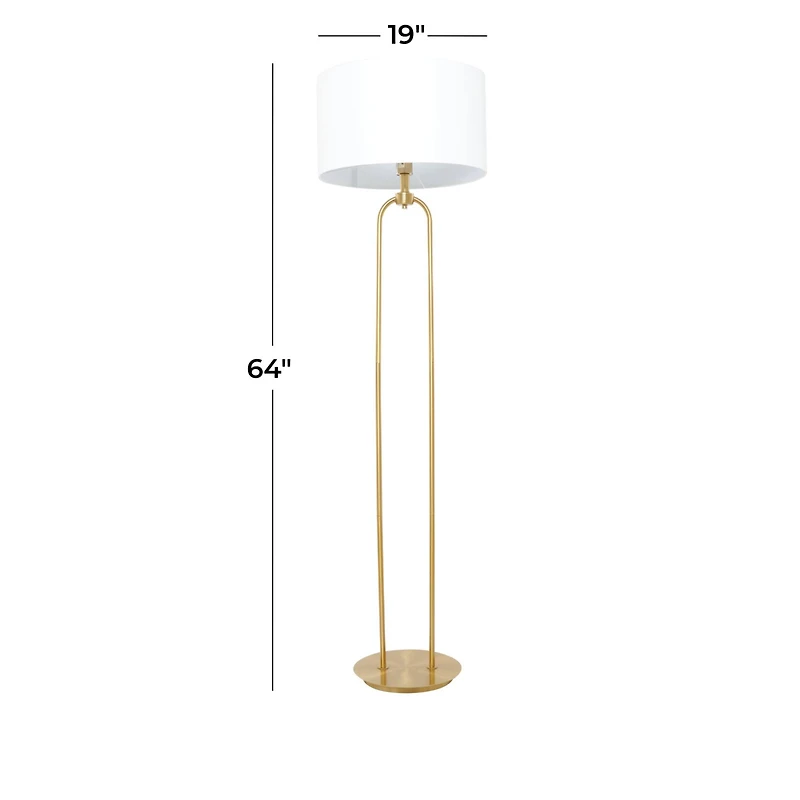 CosmoLiving by Cosmopolitan Gold Iron Modern Floor Lamp, 64" x 19" x 19"