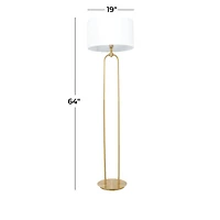 CosmoLiving by Cosmopolitan Gold Iron Modern Floor Lamp, 64" x 19" x 19"
