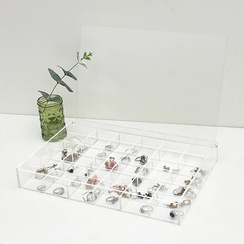 6 Pack: 13.6" Clear 36-Compartment Divided Tray with Lid by Bead Landing™