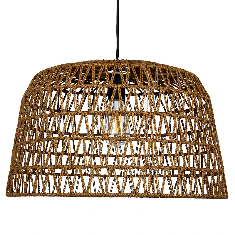 Hello Honey® 19.5" Boho Open Weave Metal and Paper Rope Ceiling Light