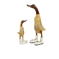 Brown Bamboo Coastal Duck Sculpture Set