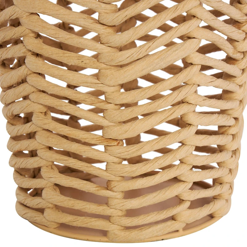 16.25" Natural Brown Chevron Weave Jute Vase