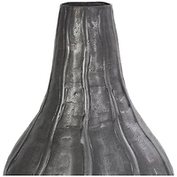 13" Black Metal Snakeskin Inspired Vase with Dimensional Wavy Accents