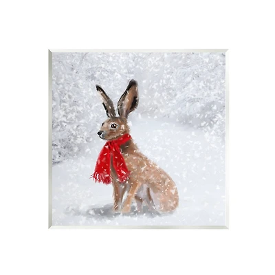 Stupell Industries Winter Rabbit in Red Scarf Wall Art Plaque
