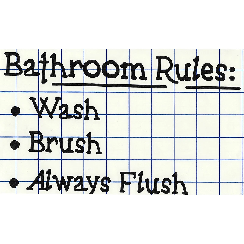 Leisure Arts® Vinyl Bathroom Rules Wash Brush Always Flush Black Wall Decal